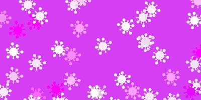 Light purple, pink vector backdrop with virus symbols.