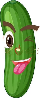 Cucumber cartoon character with facial expression