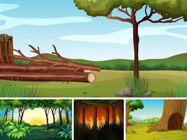 conjunto de diferentes escenas de la naturaleza al aire libre. vector
