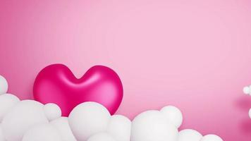 Pink Hearts on Pink Background with Clouds