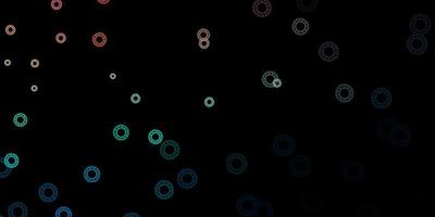 Dark blue, red vector pattern with coronavirus elements.
