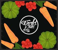 world food day circular frame with vegetables in black background vector