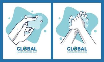 global handwashing day lettering with hands washing vector