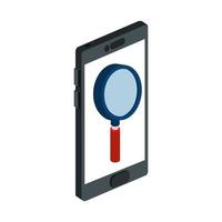 smartphone device with magnifying glass vector