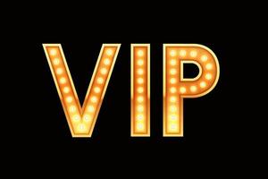 banner vip, texto de estilo retro con luces brillantes vector