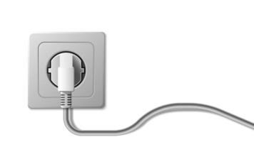 Realistic electric socket and plug on white background vector