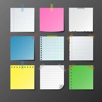 Post note paper set on gray background vector