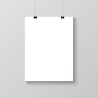 Realistic hanging blank poster template mockup vector