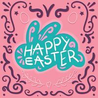 Vintage Happy Easter lettering in rabbit vector