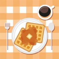 Cute breakfast table top view vector