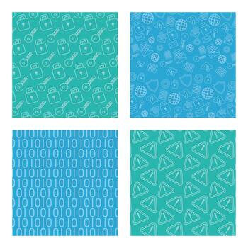 technology internet security pattern background set vector