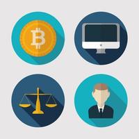 Finance, technology, and business icon set vector