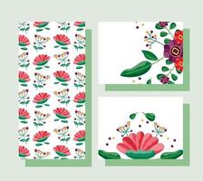 guardar la fecha floral conjunto de tarjetas de boda vector