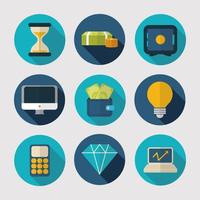 Finance, technology, and business icon set vector