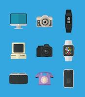 gadgets de diseño plano e iconos de tecnología vector