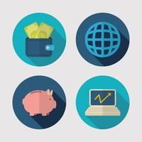 Money and finances icon set vector