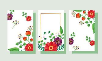 guardar la fecha floral conjunto de tarjetas de boda vector