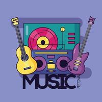 lindo diseño de música con iconos pop vector