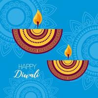 happy diwali festival poster flat design vector