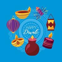 cartel del festival de diwali feliz diseño plano