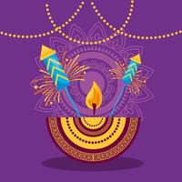 cartel del festival de diwali feliz diseño plano vector