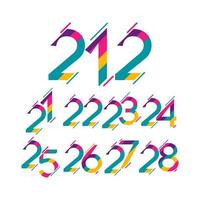 Anniversary Year Numbers, Full Color Set vector