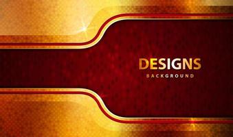 Banner dorado y rojo de lujo moderno con brillo. vector