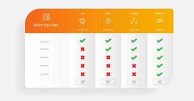 price table template vector illustration