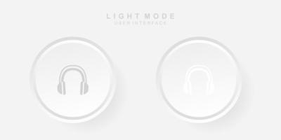 Simple Creative Headset User Interface in Neumorphism Design. Simple modern and minimalist. vector