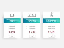 price table template vector illustration