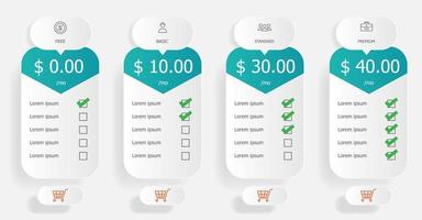 price table template vector illustration