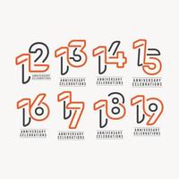Anniversary Year Numbers, Full Color Set vector