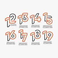 Anniversary Year Numbers, Full Color Set vector