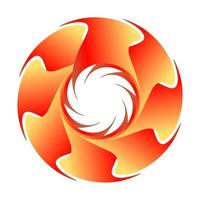 Abstract fractal circle logo in orange color like sun vector