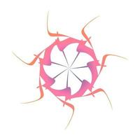 Creative symmetry circular floral shape with sharp corners in pastel colors vector