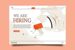 We are Hiring Typescript for Web Home Page with megaphone icon campaign. vector