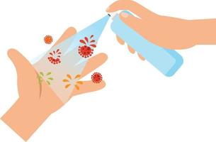 Clean your hands using alcohol spray vector