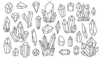 Set of geometric minerals, crystals, gems. Geometric hand drawn shapes. Trendy hipster retro backgrounds and logotypes vector