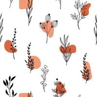 Hand drawn various flower and shapes vector