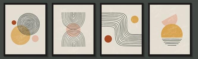 Trendy contemporary set of abstract geometric minimalist shapes composition vector