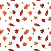 Flat design Autumn Leaves Seamless Pattern vector