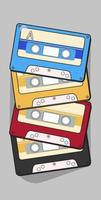 Audio cassette tape isolated vector old music retro player. Retro music audio cassette 80s blank mix.