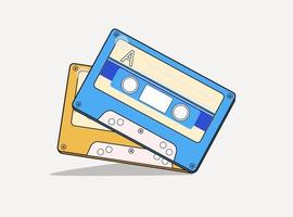 Audio cassette tape isolated vector old music retro player. Retro music audio cassette 80s blank mix.