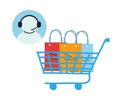 virtual store with call center vector illustration