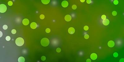 Light Green vector background with circles, stars.