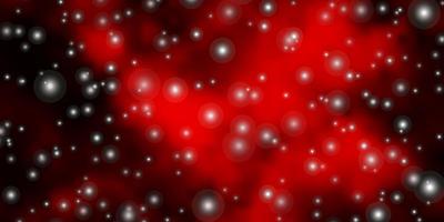 Dark Red vector background with small and big stars.