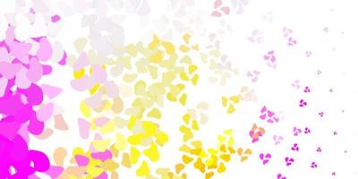 Light pink, yellow vector pattern with abstract shapes.