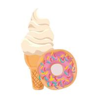 sweet donut with ice cream isolated icon vector