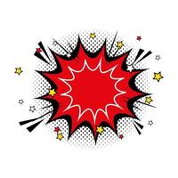 explosion red color with stars pop art style icon vector