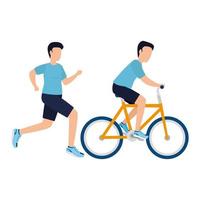 Isolated men with bike vector design